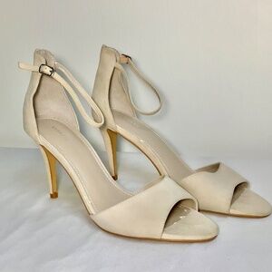 Express Genuine Suede heeled ankle strap sandal